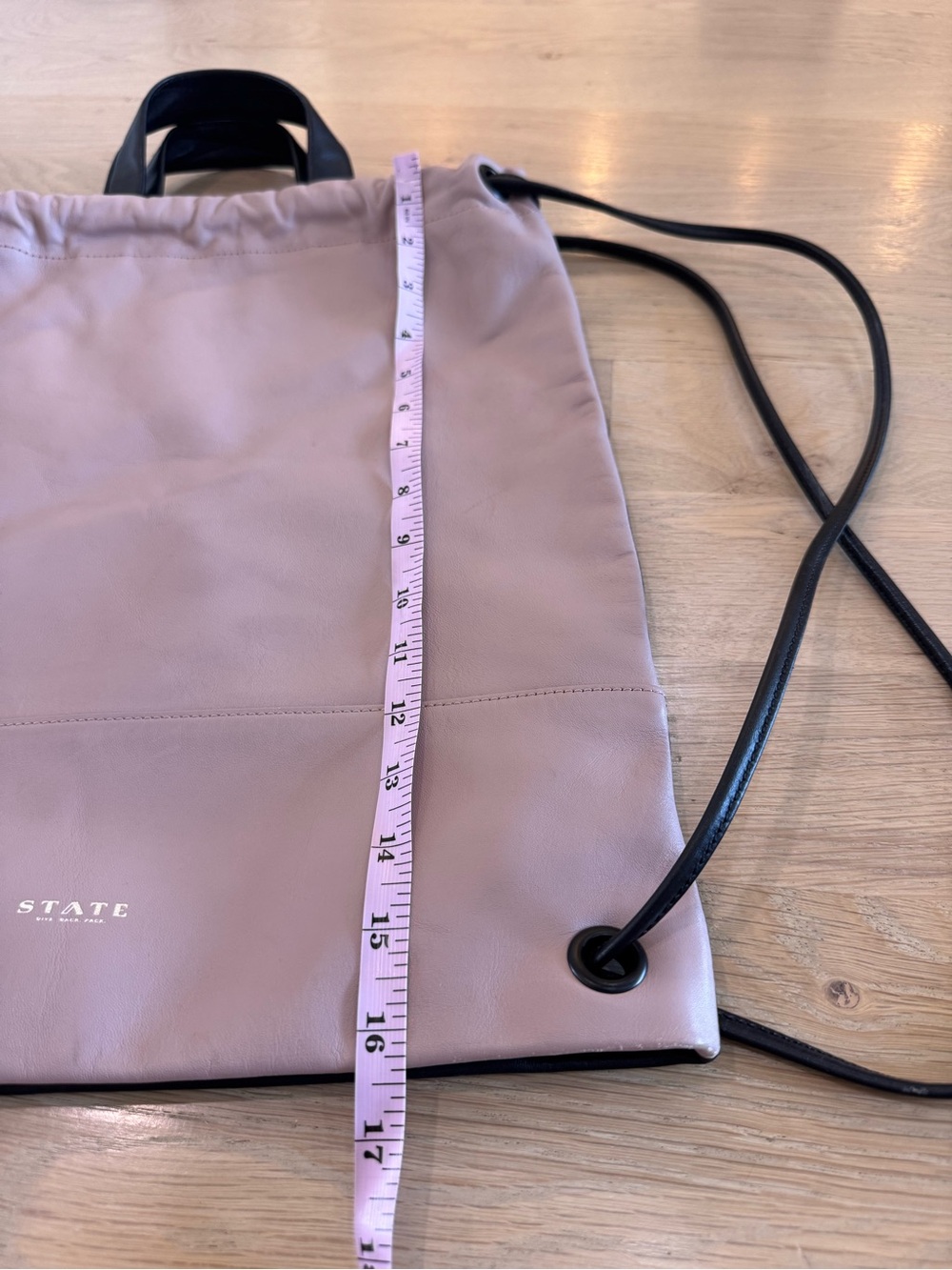 STATE Bags Lee Drawstring Backpack  blush pink / black leather - Picture 9 of 13